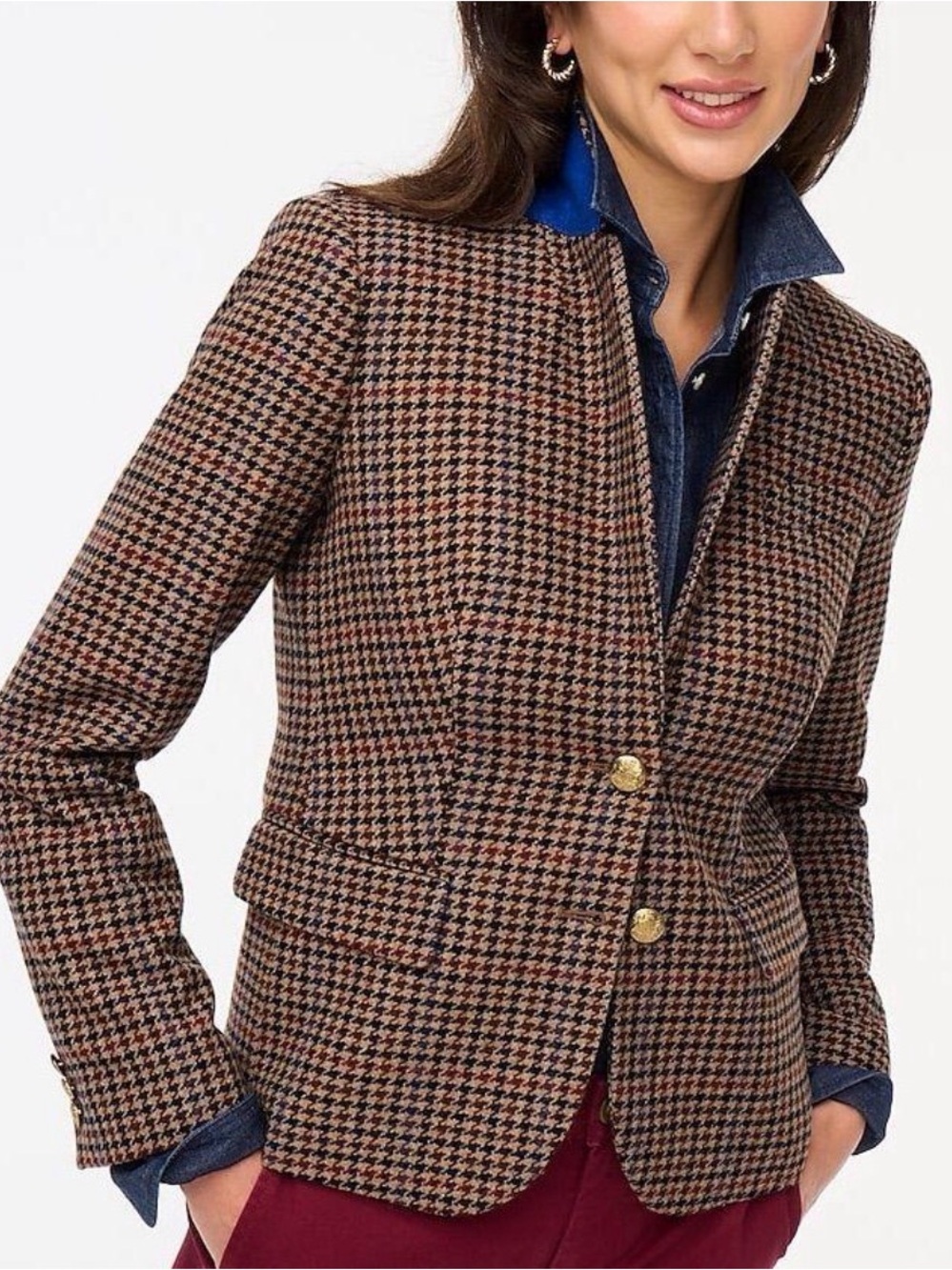 J. Crew Factory Houndstooth Schoolboy Wool Tweed Blazer 10